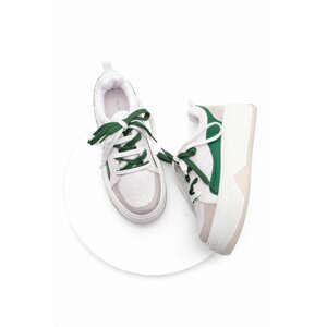 Marjin Women's Sneakers High-Sole Block Lace-Up Sneakers Forles green