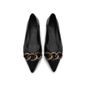 Marjin Women's Flats with Chain Pointed Toe Nares black