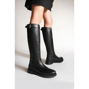 Marjin Knee-High Boots - Black - Flat