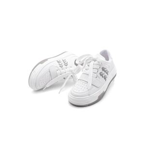 Marjin Women's Sneakers High Sole Lace-Up Sneakers Neaf White.