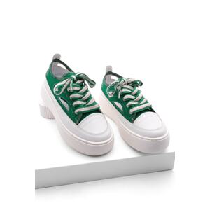 Marjin Women's Window Sneakers High Sole Lace-Up Sneakers Velas green
