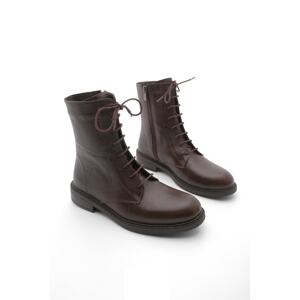 Marjin Women's Genuine Leather Boots Boots with Lace-up Zippered Casual Boots Alfira brown.