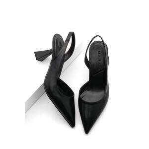 Marjin Women's Scarf Stiletto Open Back Pointed Toe Heels Shoes Redas black