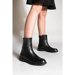 Marjin Women's Genuine Leather Casual Boots With Zipper Tayis Black