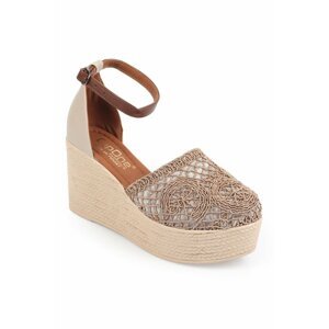 Capone Outfitters Capone Women's Wedge Heel Sandals with Lace Ankle Band Braided