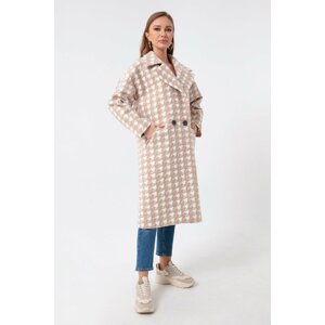 Lafaba Women's Beige Crowbar Patterned Coat