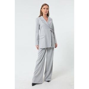 Lafaba Women's Gray Stripe Pattern Trousers
