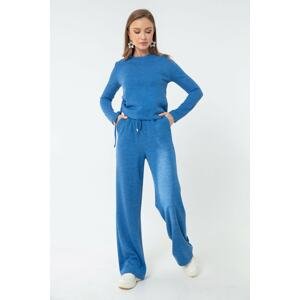 Lafaba Women's Blue Elastic Waist Knitted Pants