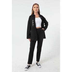 Lafaba Women's Black Elastic Waist Tracksuit