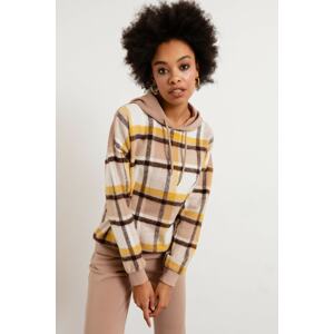 Lafaba Women's Yellow Checkered Sweatshirt