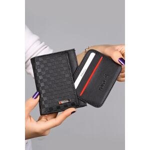Polo Air Checkerboard Pattern Men's Wallet And Card Holder Black