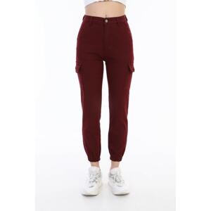 BİKELİFE Claret Red Cargo Pocket Gabardine Trousers