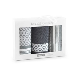 Zwoltex Unisex's Kitchen Towel Set Maroko Graphite/Pattern