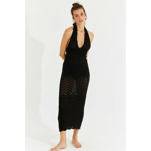 Cool & Sexy Women's Black Backless Knitwear Maxi Dress