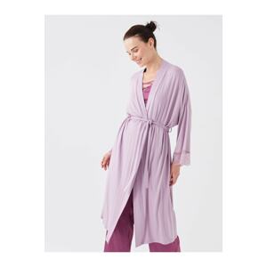 LC Waikiki Shawl Collar Lace Detailed Long Sleeve Maternity Dressing Gown