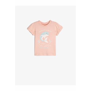 Koton T-Shirt Short Sleeve Crew Neck Whale Print Glittery Cotton