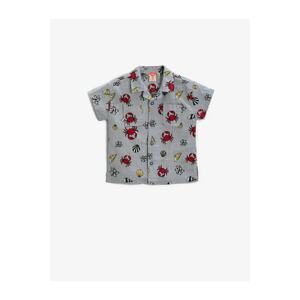 Koton Crab Print Short Sleeve Shirt With Pocket. Cotton Cotton