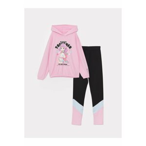 LC Waikiki Girls' Hoodie with Printed Long Sleeved Sweatshirts and Tights