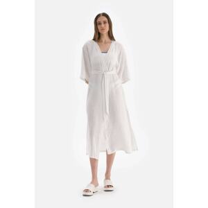 Dagi White Linen Long Kimono