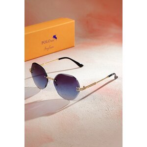 Polo Air Women's Crystal Round Sunglasses Navy