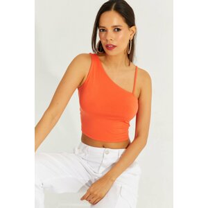 Cool & Sexy Women's Orange One-Shoulder Crop Top