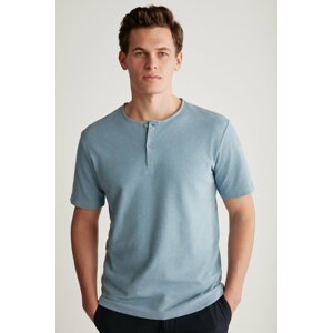 GRIMELANGE Harry Male Neck Special Structural Textured Thick Fabric 100% Cotton T-Shirt