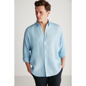 GRIMELANGE Brice Linen Regular Light Blue Shirt