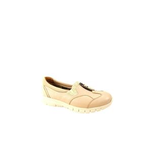Forelli 29444 Women's Beige Leather and Bone Protrusion Special Comfort Shoes.