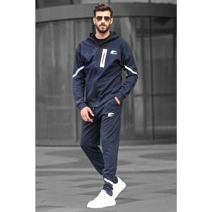 Madmext Navy Blue Men's Tracksuit Set with Hood 6813