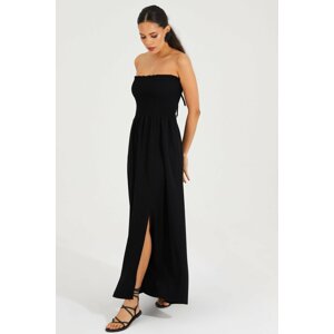Cool & Sexy Women's Black Gipple Strapless Midi Dress
