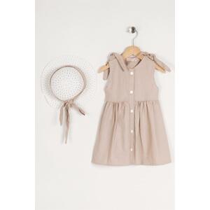 zepkids Girl's Beige Collared Shoulder Snaps and Buttons with Hat