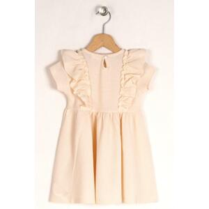 zepkids Girl Salmon-colored Collar Frilly Pleated Waist Dress