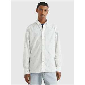 Cream Mens Patterned Shirt Tommy Hilfiger Spaced Out Monogram - Men