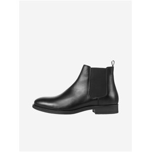 Black Mens Leather Ankle Boots Jack & Jones Wargo - Men