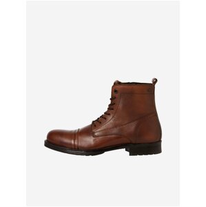 Brown Men's Leather Winter Ankle Boots Jack & Jones Shaun - Men