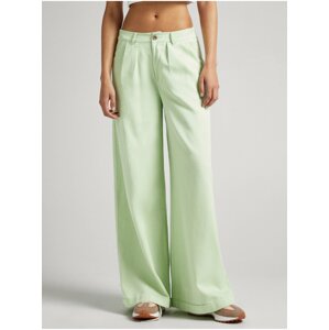 Light Green Womens Wide Trousers Pepe Jeans Monna - Ladies