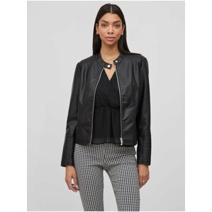 VILA Blue Black Leatherette Jacket - Ladies