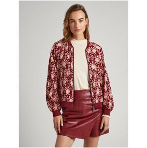 Women's Patterned Burgundy Bomber Pepe Jeans Garazi - Women