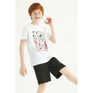 zepkids Boys White Color Acr Wewe Printed Capris Suit