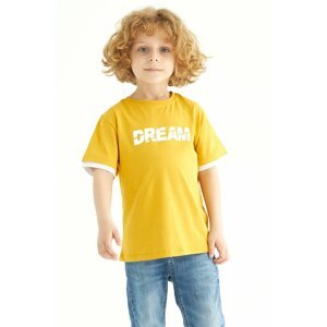 zepkids Boys' Mustard-Colored Dreams Print Short Sleeve T-Shirt