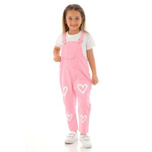 zepkids Girl's Pink Heart Printed Kangaroo Pocket Overalls.