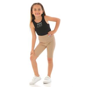 zepkids Girls' Short Leggings with Happy Ribbon Waist.