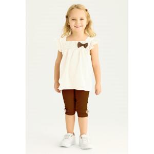 zepkids Girl's Marbling Brown Colored Polka Dot Leggings Set