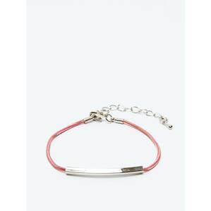 Bracelet decorated with silver tube pink