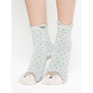 Cotton polka dot socks with hamster print grey