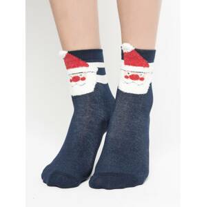 Socks with Santa's head application navy blue