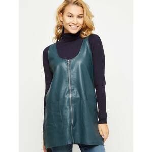 Green eco-leather tunic with zipper