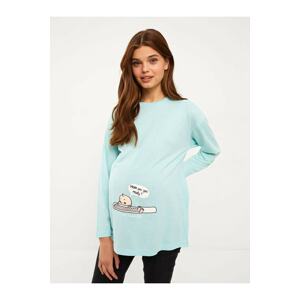 LC Waikiki Crew Neck Printed Long Sleeve Maternity T-Shirt