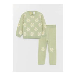 LC Waikiki Crew Neck Long Sleeve Patterned Baby Girl Knitwear Sweater and Trousers 2-piece Set