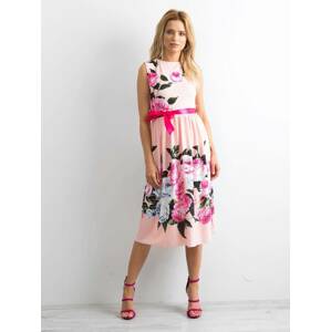 Midi dress with floral print pink